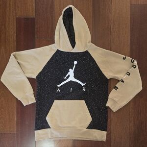 Jordan Black and Tan Hoodie with Red Logo